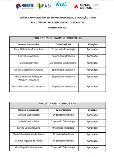 Você está visualizando atualmente Resultado Processo Seletivo Bolsas Vuei